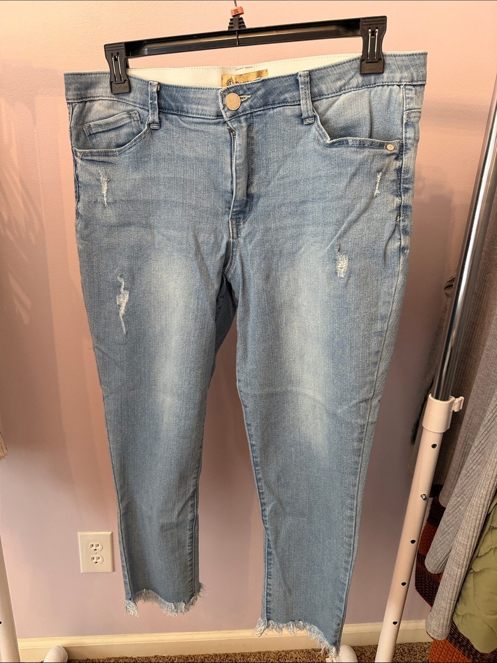 Democracy Light Blue Distressed Ankle Jeans